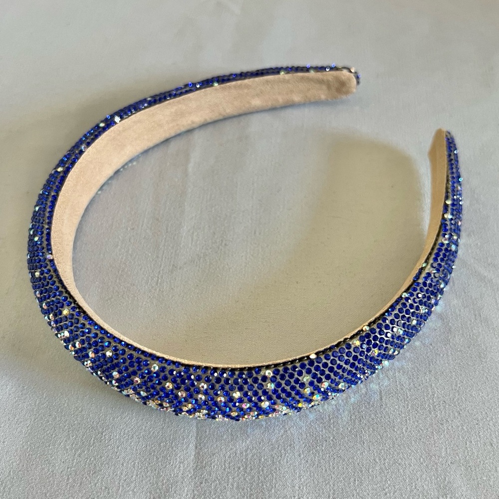 NEW Blue & Silver Snakeskin Rhinestone Padded Headband